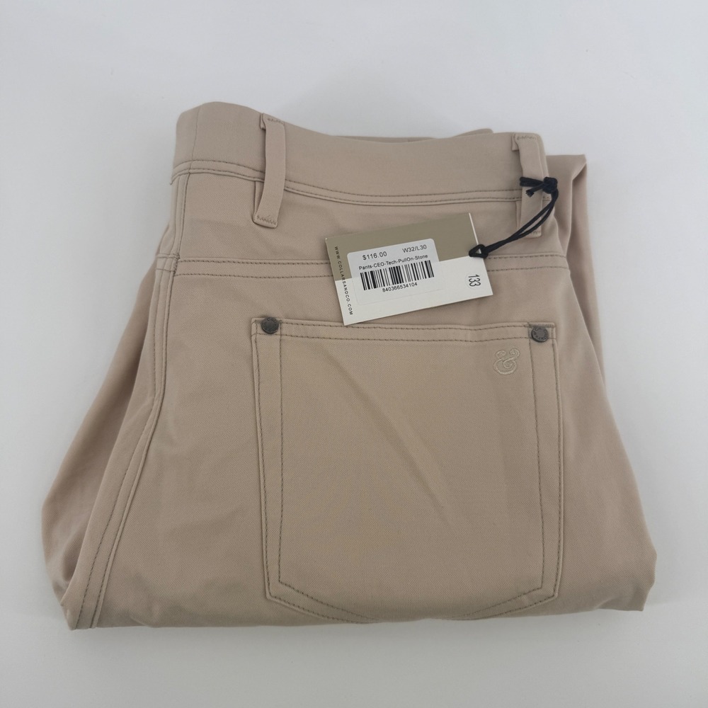 Collars & Co Mens CEO Tech Pull-On Pants Stone Beige 32x30 NWT